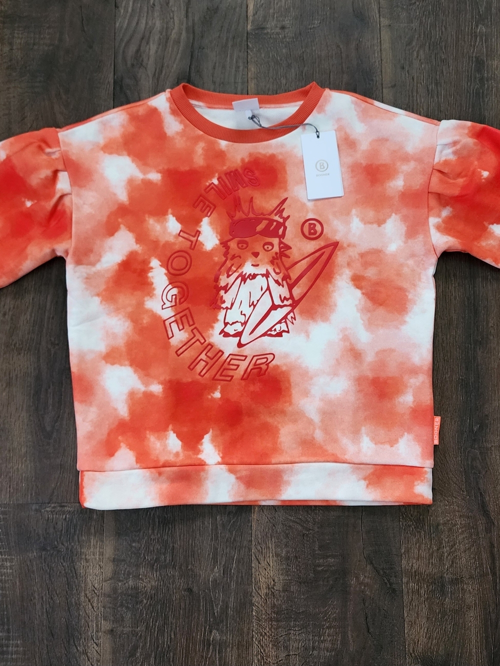 Bogner Kids Orange & White Tie-Dye Graphic Sweatshirt
